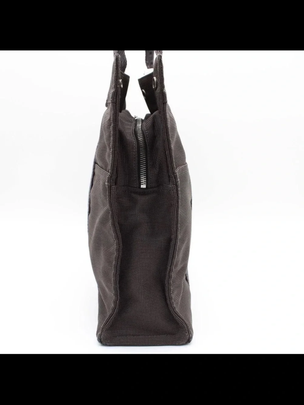 Hermes Dark Brown Canvas Tote with Signature Webbing